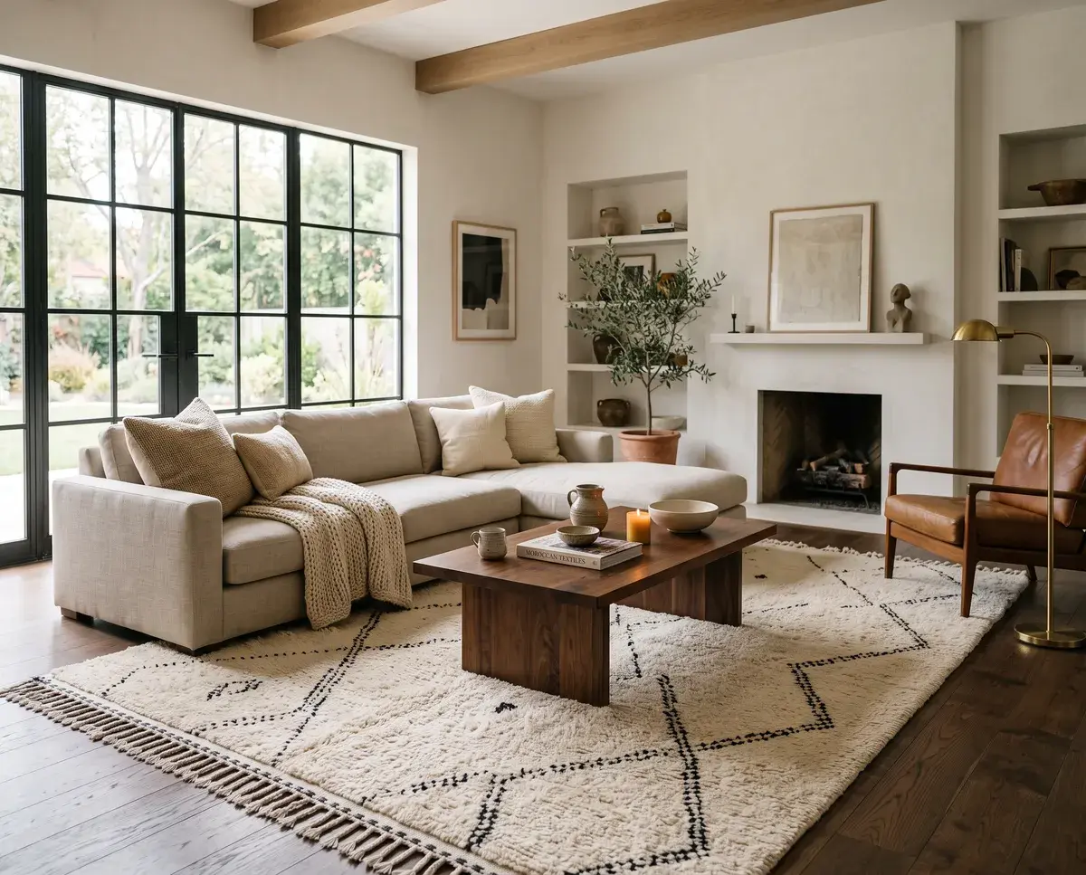 Moroccan rug styled in a living room