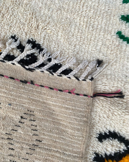 Berber Symbol Azilal Rug, the back of the rug showing the hand-tied knots