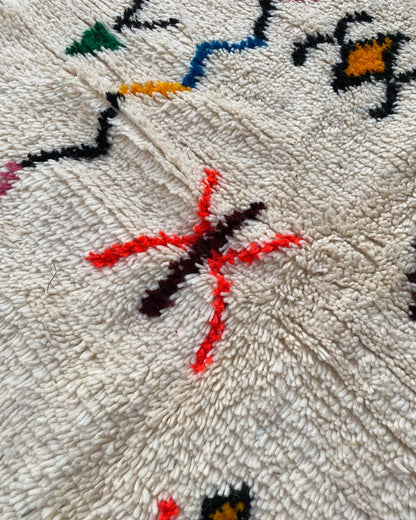 Berber Symbol Azilal Rug, close-up of the hand-knotted wool pile