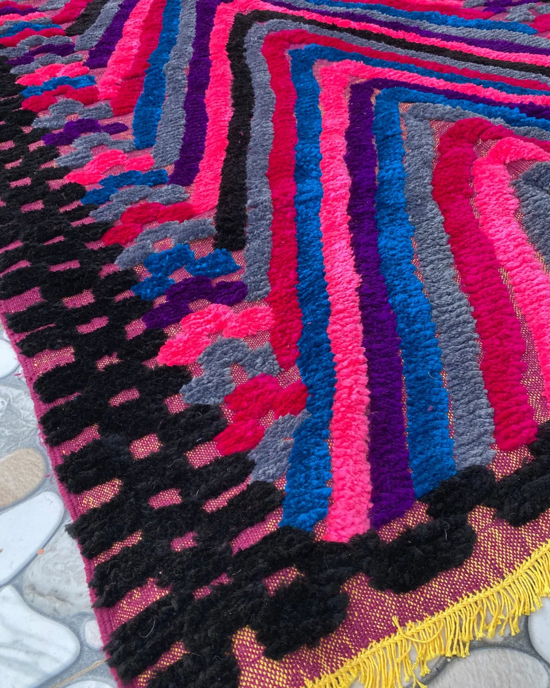 Pink and Blue Chevron Moroccan Rug