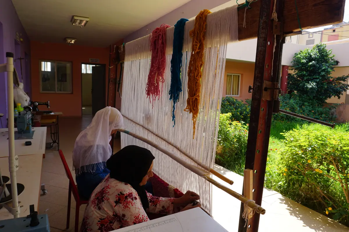 Traditional loom setup
