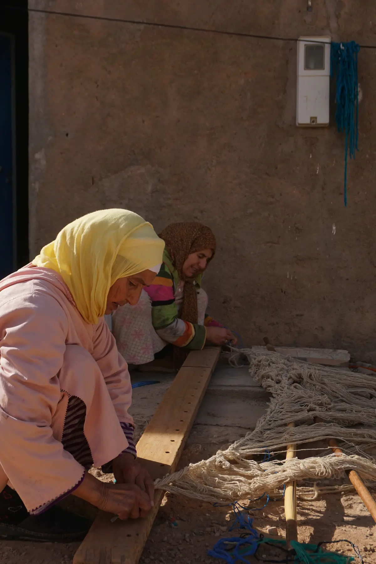 Hand-woven rug at cooperative